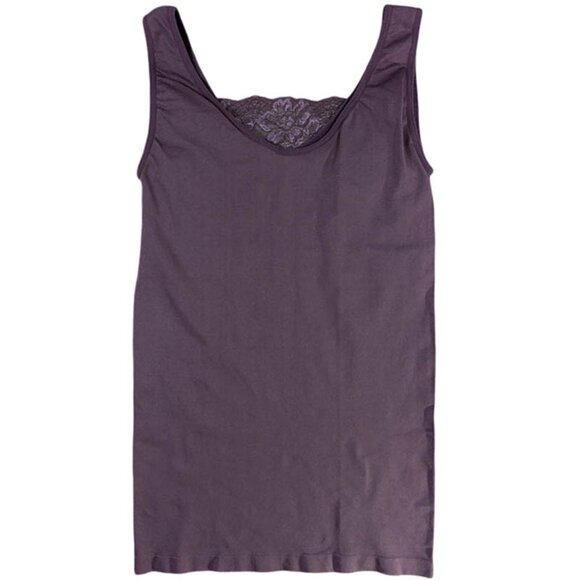 Rhonda Shear Lace Overlay Tank Cami Womens L Purple Layering Whimsigoth Y2K - Picture 2 of 7